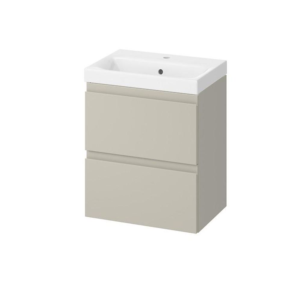 AQUA for you | Badezimmerschrank - CERSANIT MODUO - Waschtisch Set 50 cm – Kaschmir - mit Waschbecken, Unterschrank, Badmöbel Set, Badezimmerschränke