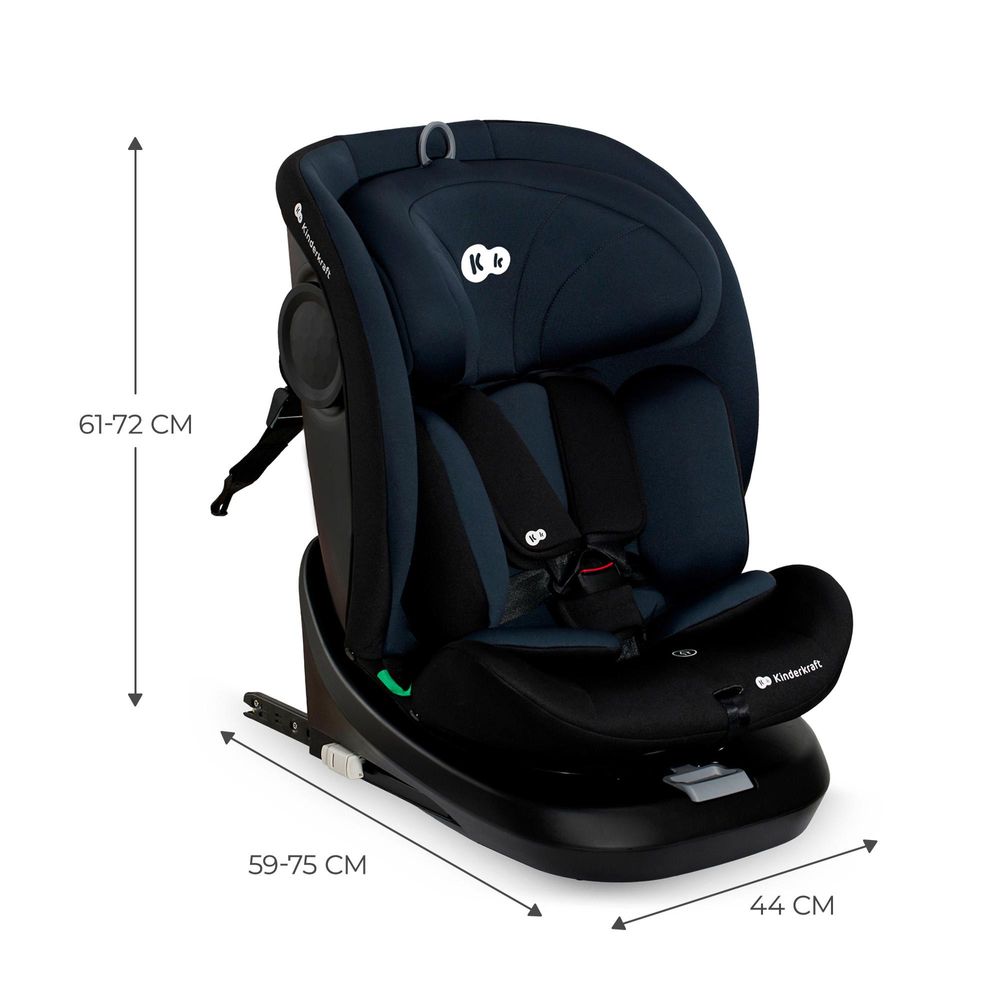 Kinderkraft I-GROW i-Size - Kindersitz 40-150 cm - 360° - RWF/FWF - H-GUARD - ISOFIX - TOP TETHER - 5-Punkt-Gurt - Verstellbare Kopfstütze - Schwarz