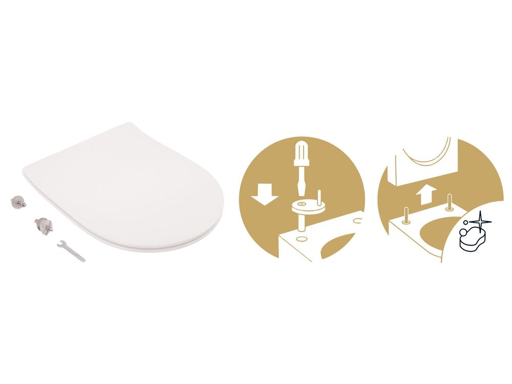 SCHÖNER WOHNEN-Kollektion WC-Sitz ANTUS SLIMLINE, Weiß, Toilettendeckel mit Absenkautomatik, Klodeckel kratzfest und keimarm, Klobrille inkl. Befestigungsmaterial