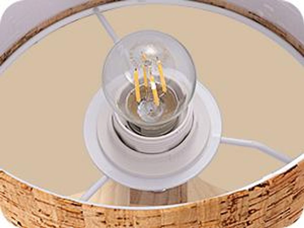 EDISHINE Nachttischlampe Holz, Tischleuchte in Rindenoptik, inkl. LED-Birne, 34 cm