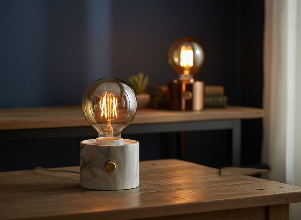 Vintage Akku Glühbirne Edison LED Tischlampe USB-C dimmbar mit Drehschalter – moderne Dekoration Anthrazit