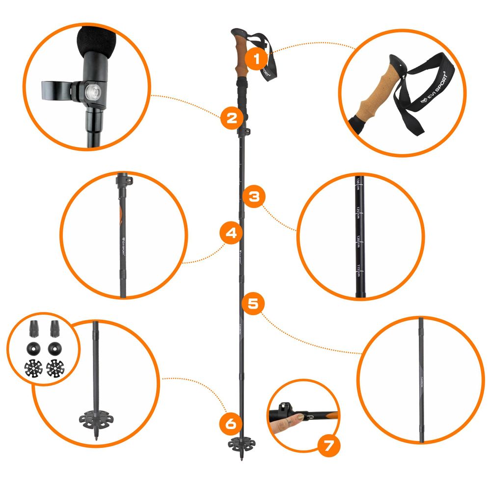 KIJE TREKKINGOWE do Chodzenia Kijki NORDIC WALKING CARBON Włókno Węglowe | KARBONOWE, lekkie, solidne, regulowane, korkowe uchwyty, stabilne