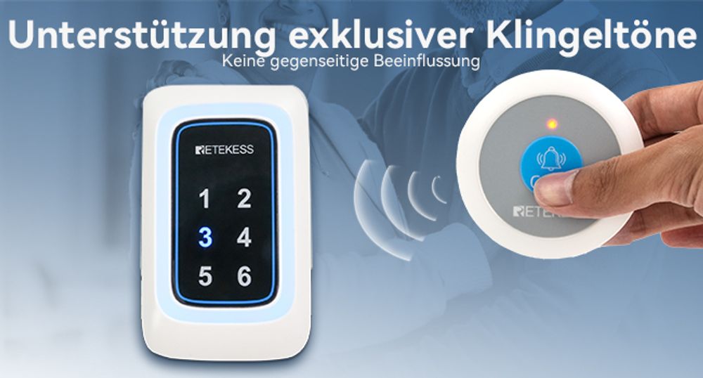 Retekess TH109N Caregiver, Rufanlage, Drahtlose Rufglocke für Ältere Menschen, 260m, 120dBA, Notfallalarmsystem, für Häusliche Pflege, Pflegeheime