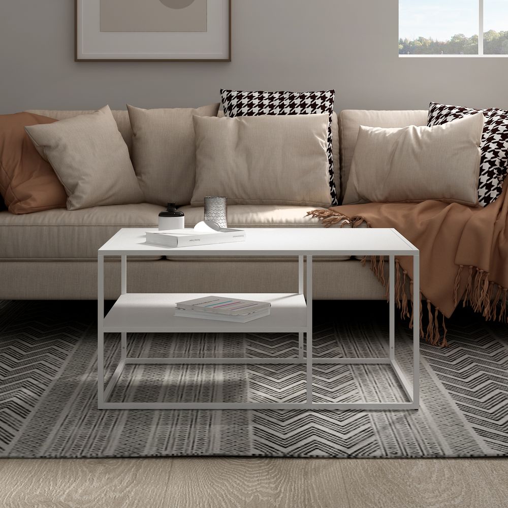Couchtisch 'Solund' Stahl 90 x 60 x 45 cm Weiß