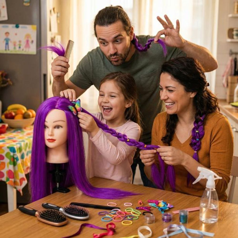 Główka treningowa Iza 80 cm purple, włos termiczny+ uchwyt, fryzjerska do czesania, głowa do ćwiczeń