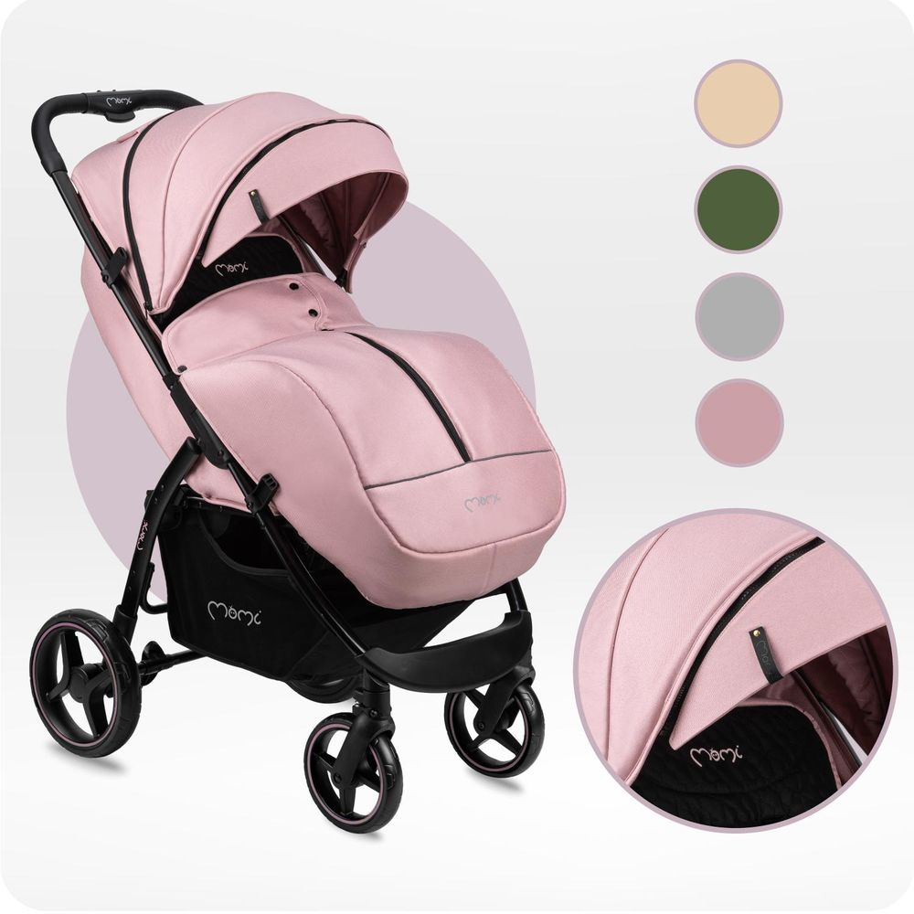 MoMi MIYA Kinderwagen Buggy – 10" Räder, Moskitonetz, Regen- & Fußschutz – Rosa