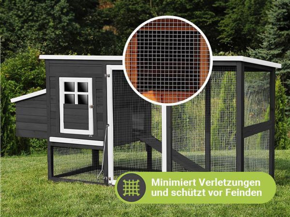 MyAnimal Hühnerstall MH-04 | Für 3-4 Hühner - Hühnerhaus - Nistkasten - Eiablage - Freilaufgehege - Wasserabweisendes Dach - Kleintierstall (Grau)