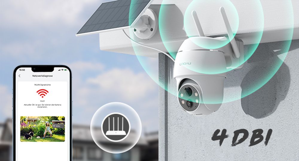 3MP Überwachungskamera Aussen Akku Solar IP Kamera WLAN Outdoor Überwachung mit H.265-Videokomprimierung | 4 Spotlight