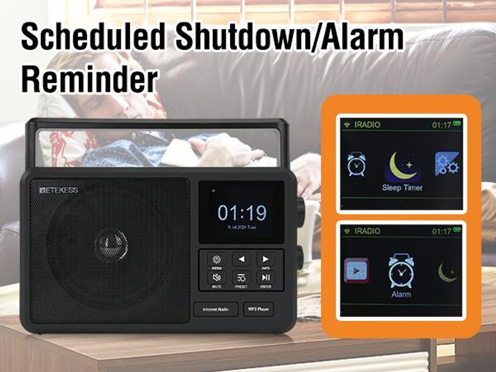 Retekess TR640 Internetradio DAB+,Tragbares Radio,Knopfbedienung,3,5-mm-Audiobuchse,Geeignet für Radio-Enthusiasten,Mit Fernbedienung