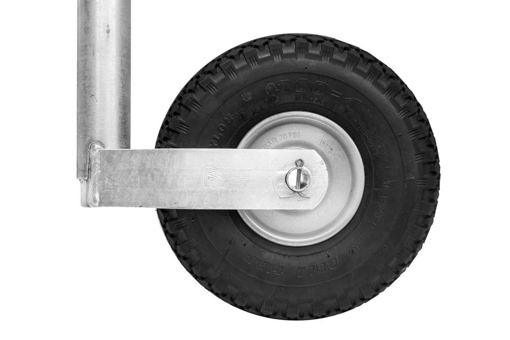 WINTERHOFF Stützrad 150 kg, 48 mm, Höhe 500-710 mm, Luftreifen 260x85 Stahlfelge, Rangierhilfe an der Deichsel, für Anhänger und Wohnwagen