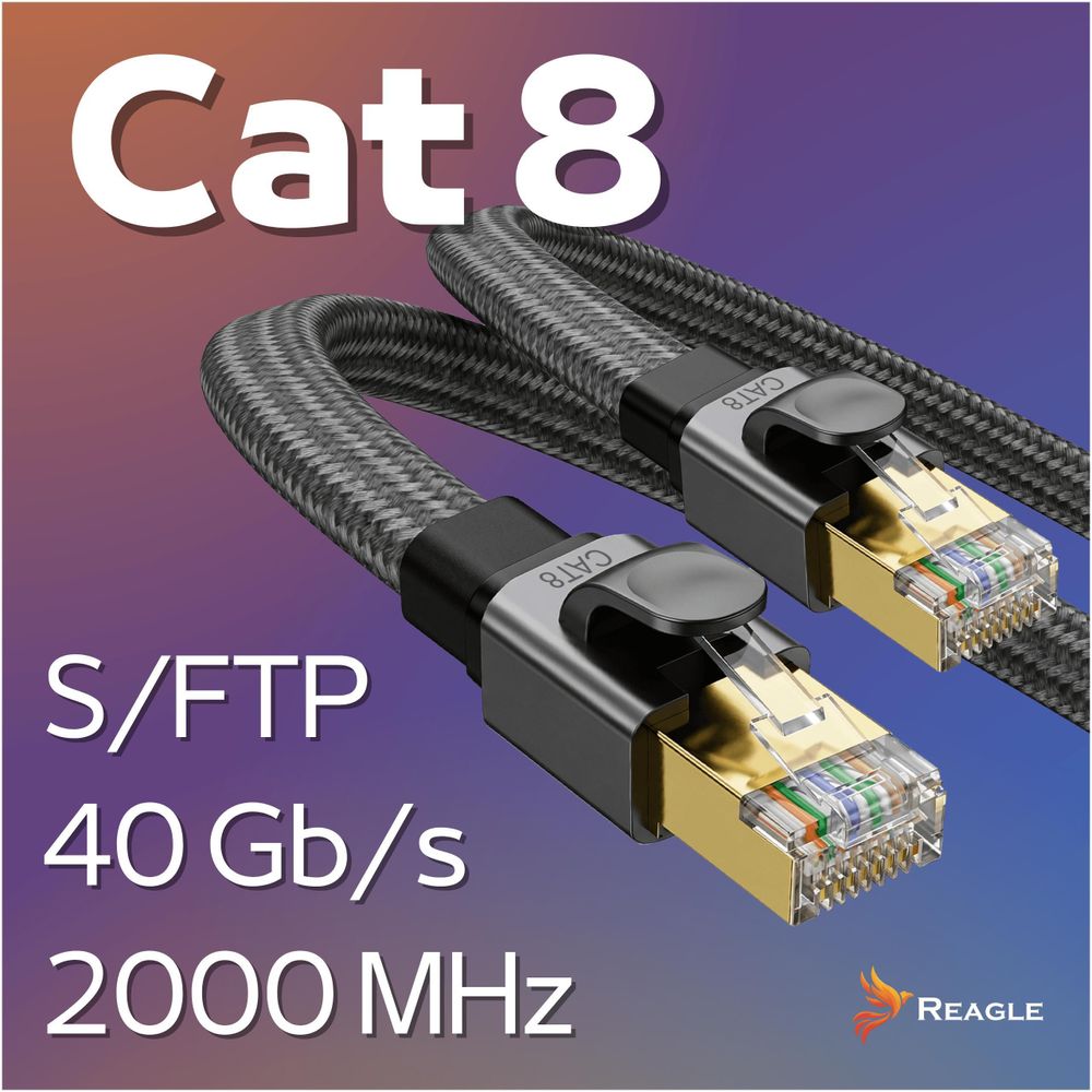 Reagle Cat8 Ethernet Lan Kabel Rj45 Sftp 40 Gbps 5 M – Hochgeschwindigkeits-Netzwerkkabel Für Gaming, Pc, Router & Streaming