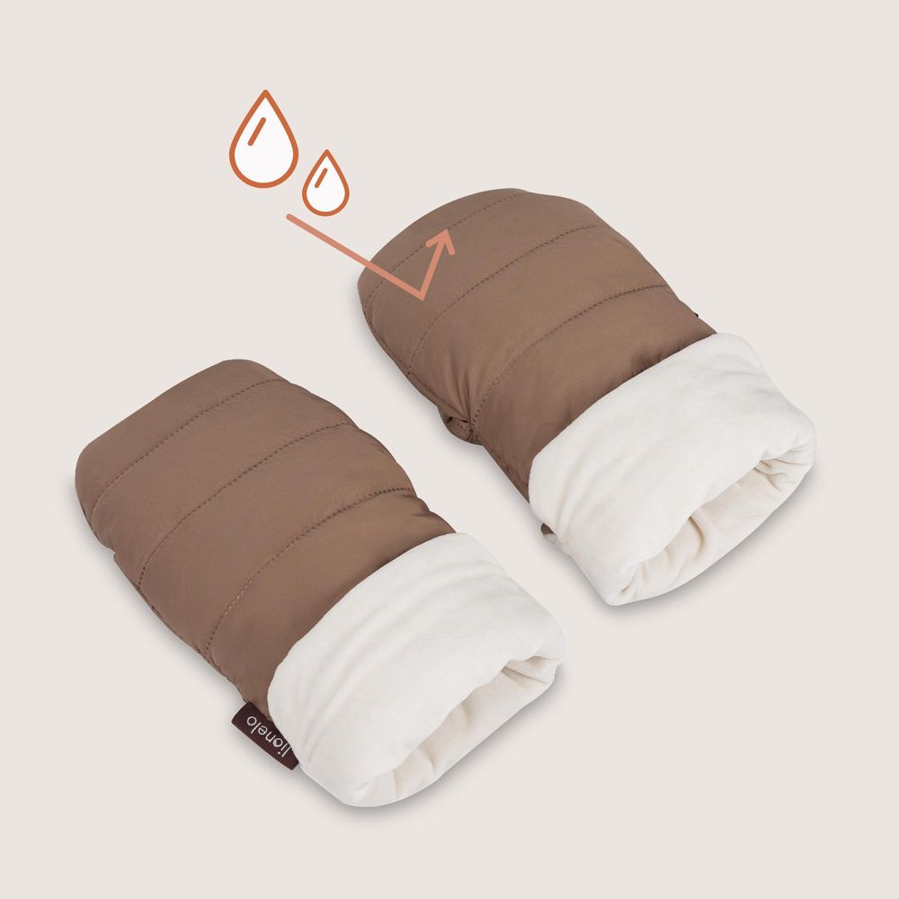 Lionelo Kinderwagen Handwärmer Handmuff Oli, Universalgröße, Magnetische Befestigungwinddicht, Wasserdicht, Weiches Futter - Nutty