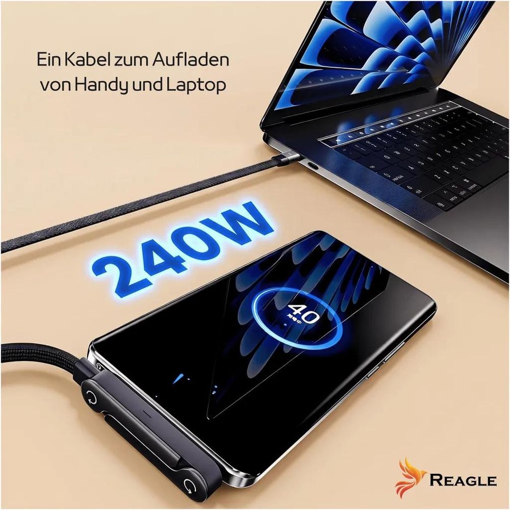 Reagle RUC150POD – USB-C-Schnellladekabel mit bis zu 240 W und 5 A