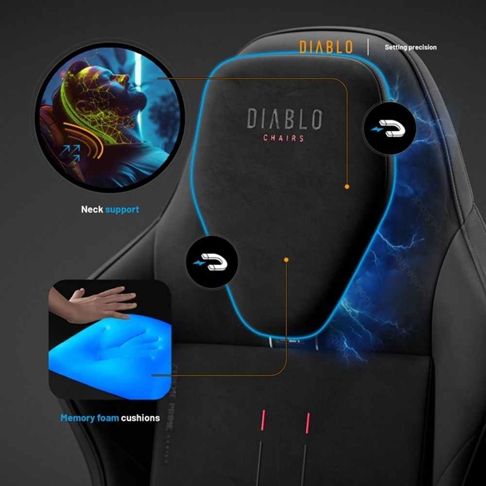 Diablo X.One Prime Gaming Stuhl Bürostuhl Schreibtischstuhl mit Kühlfunktion, Größe Normal, Farbe Schwarz