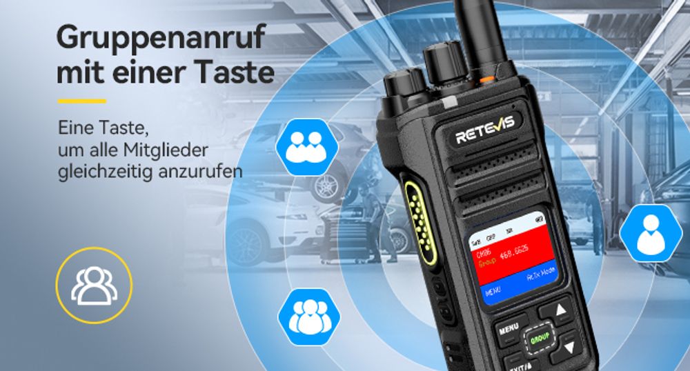 Retevis NR630S Funkgerät Großer Reichweite, Wasserdichtes IP67, Verbesserte KI-Rauschunterdrückung, 2800mAh, LCD-Bildschirm, Walkie Talkie für Gruppen