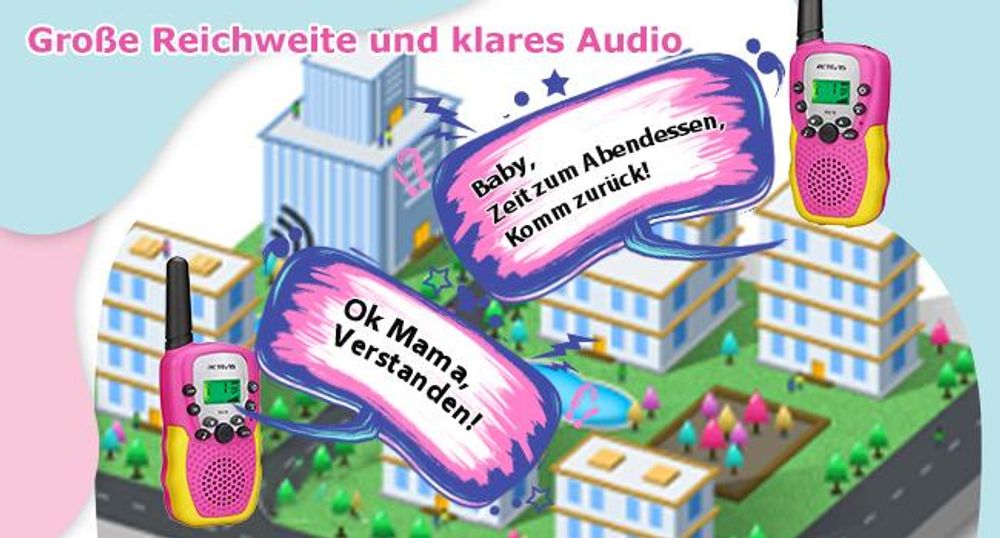 Retevis RA618 Walkie Talkie Kinderspielzeug, für 6-12 Jahre Mädchen Jungen, VOX Taschenlampe 10 Ruftöne, Ostergeschenke Wandern Radfahren Abenteuer
