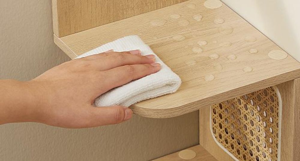VASAGLE Eckregal, Wandregal 5 Ebenen, Schweberegal, Regal Wandmontage, Zickzack-Form, PVC-Rattan-Seitenplatten
