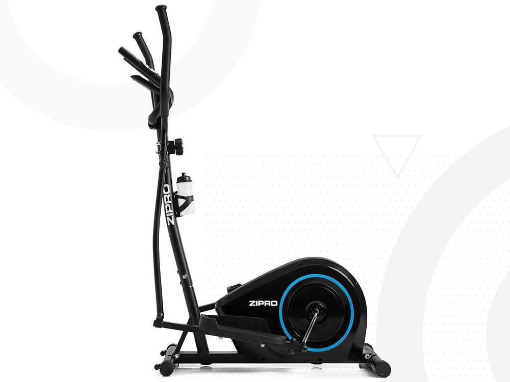 Orbitrek i trenażer eliptyczny Zipro Burn – magnetyczny trenażer domowy Cichy sprzęt fitness z masą obrotową 7 kg, pomiarem tętna i uchwytem na tablet