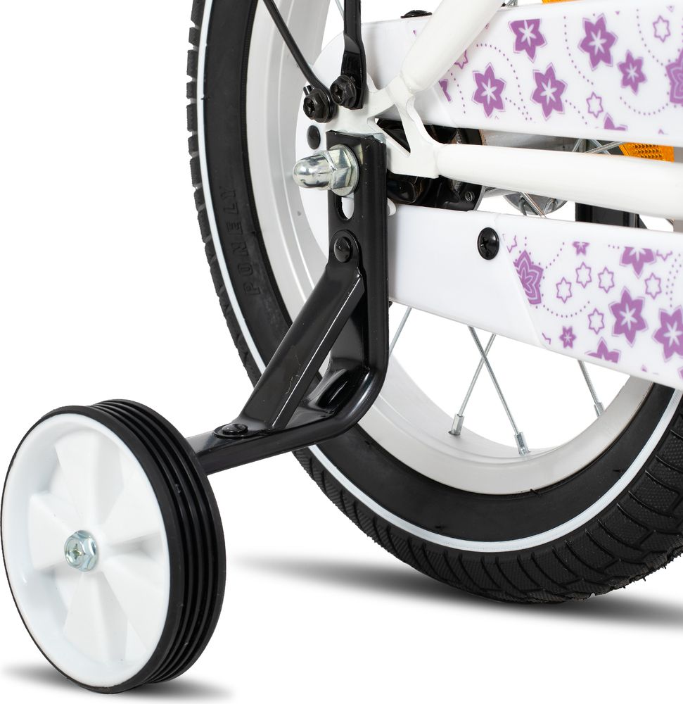 HILAND Starry 12 Zoll Kinderfahrrad für Mädchen ab 3 4 5 6 7 Jahren, mit Stützräder, Gepäckträger, Klingel, Handbremse und Rücktrittbremse, Lila