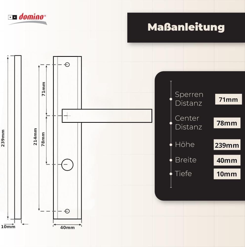 DOMINO Türgriff 78 Drückergarnitur WC - Badezimmer Set | Links & Rechts Türbeschlag für WC/Badezimmertüren | L-Form | Türbeschläge aus Aluminium |Chrom/Nickel Türdrückergarnitur| REAL M6/M9