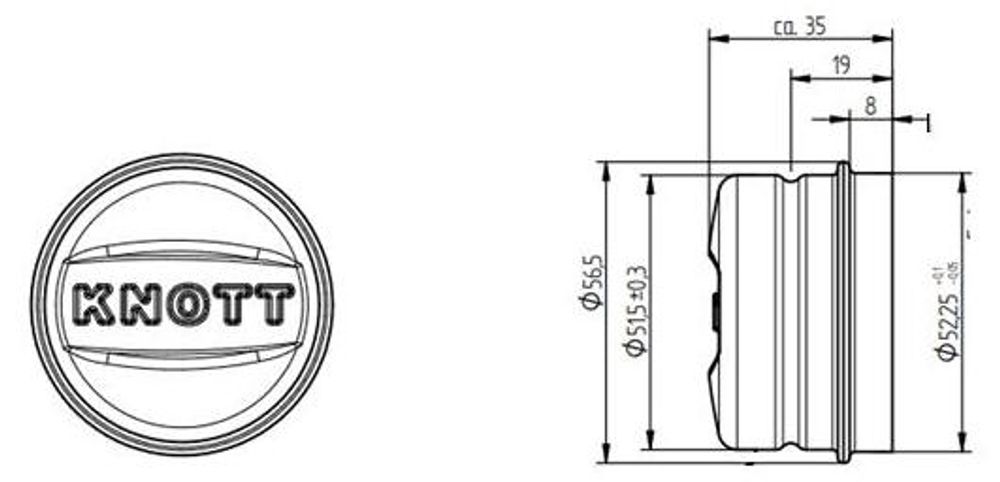 KNOTT krytka ložiska náboja 52,2 mm pre autoprepravníky a prívesy