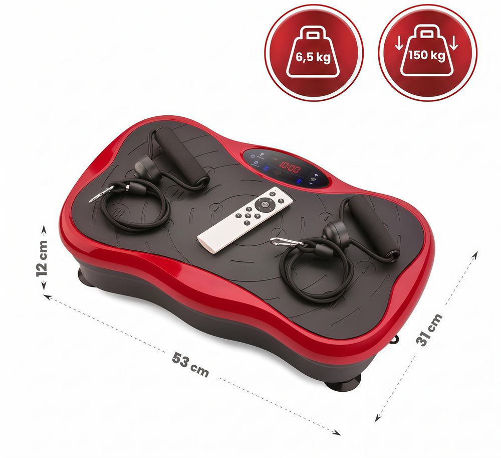Vibrationsplatte Vibrotrainer, leise, kompakt, bis 150 kg, 120 Stufen, Bluetooth, Fernbedienung, LCD
