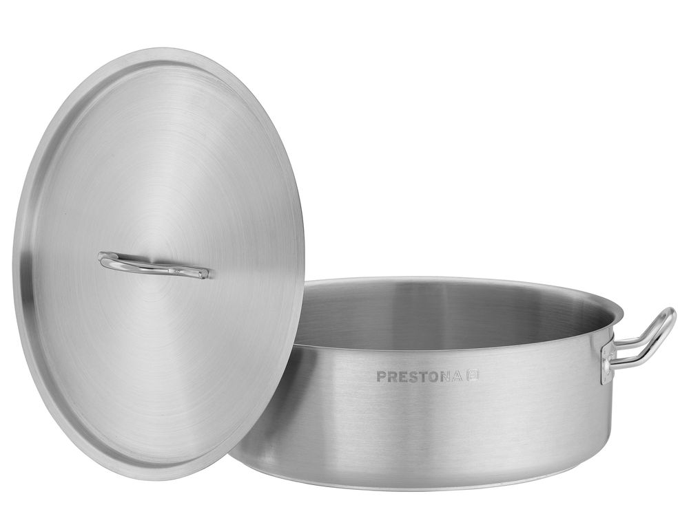 TECHNICA Niedriger Topf 8,8L | 32 cm | Edelstahldeckel | Edelstahl Induktion Kochtopf
