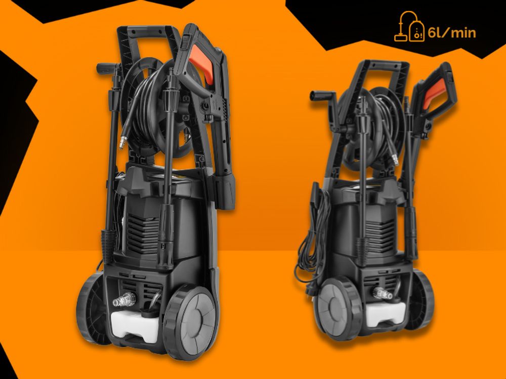 FUXTEC Hochdruckrreiniger FX-HDR1800 - 6m Hochdruckschlauch | 130 bar | Fördermenge 420l/h | 1800W, | verschiedene Sprühmuster | inkl. Zubehör