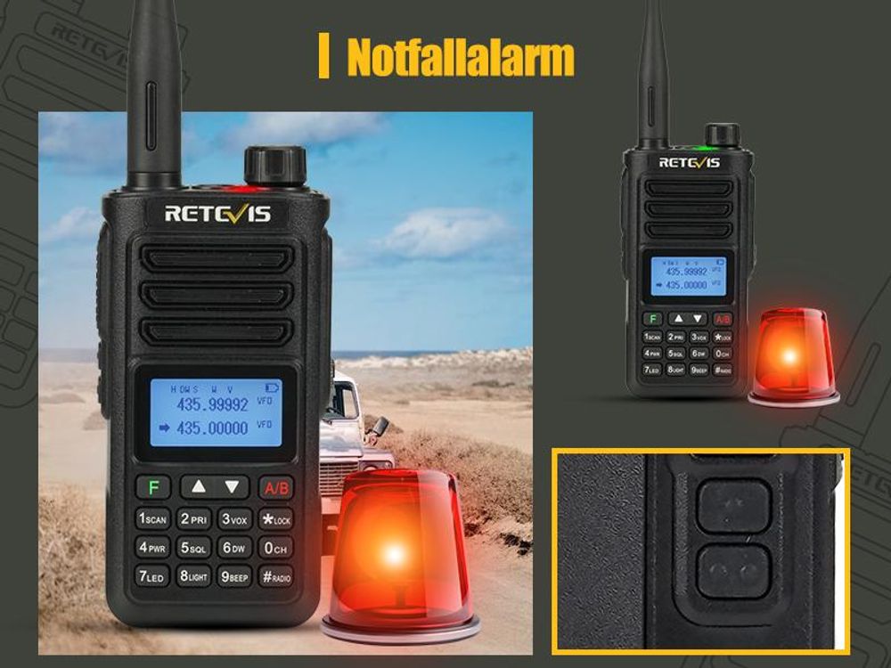 Retevis RA89 Amateurfunkgerät, Dualband Funkgerät, Unterstützung Chirp Amateurfunk, IP68, COMP, 1750hz, DTMF, VFO, Langstrecken,2500mAh Akku,Typ-C