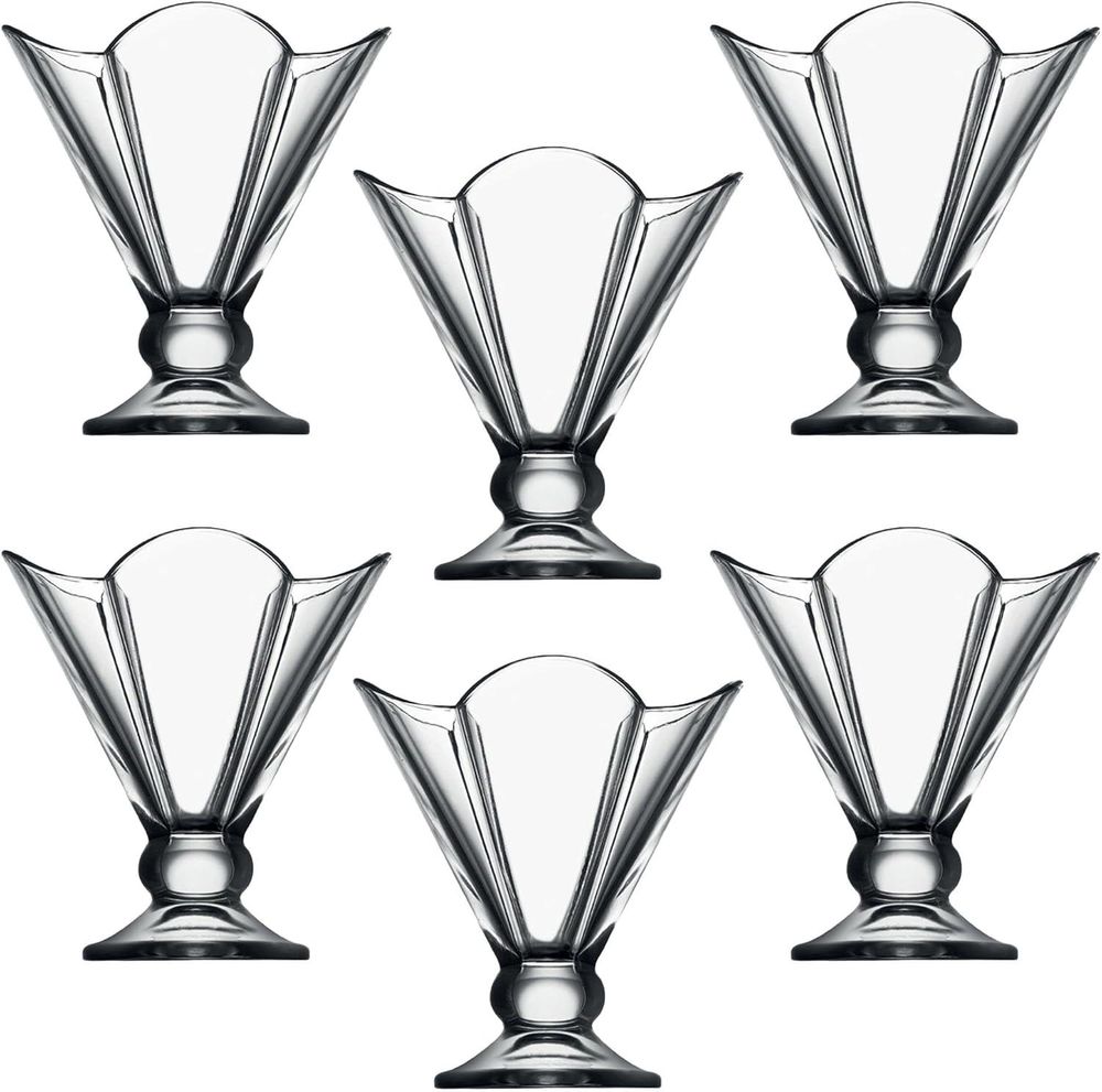 KADAX Eisbecher Glas "Tetlin", Eisschalen, Eisgläser, Dessertschalen für Desserts, Eiscremegläser, 200 ml, 6 Stück