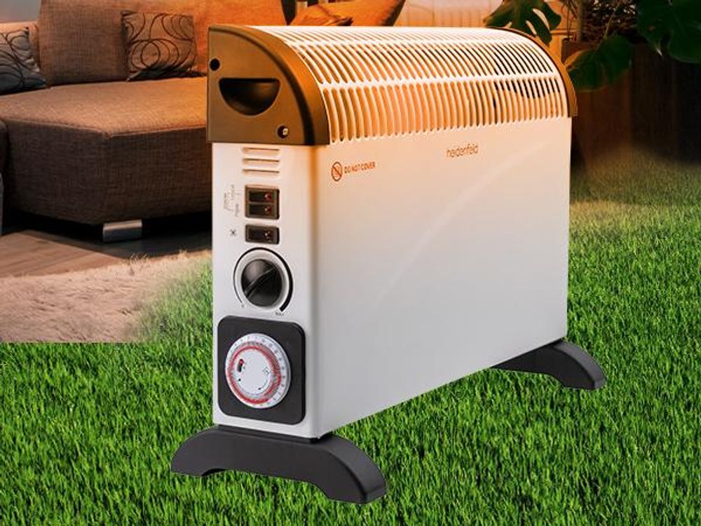 Konvektorheizung HL200 | Inkl. 3 Heizstufen - Timer - 750-2000 Watt - Heizlüfter elektrisch - Thermostat - Elektroheizung - Bis 25m² (Mit Turbo)