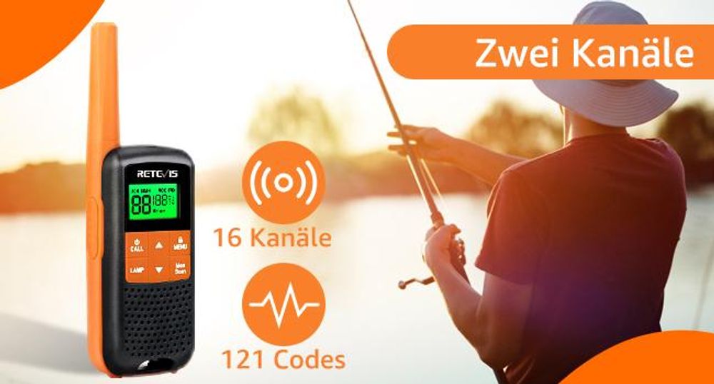 Retevis RT649 Walkie Talkie, IP65 Wasserdichtes Funkgerät für draußen, Lange Reichweite, PMR 446, USB Aufladbar, 16 Kanäle VOX, LED Taschenlampe, Scan