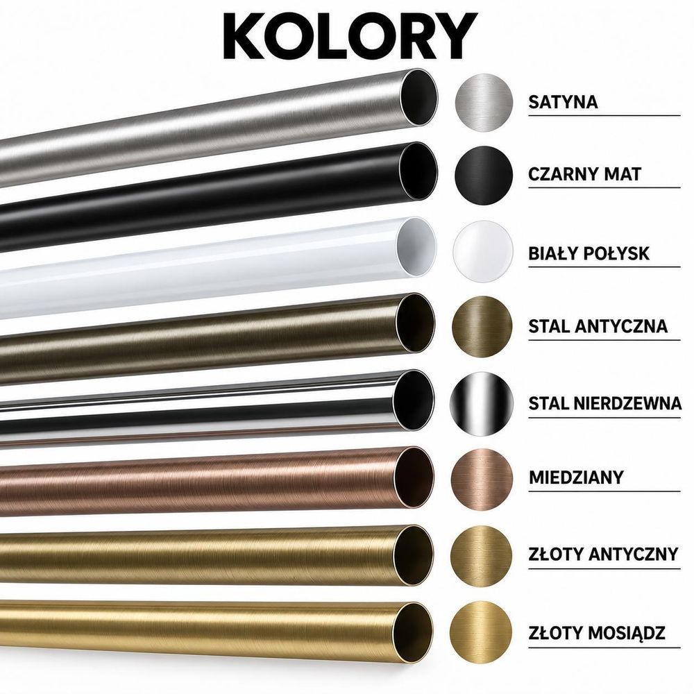 MDEKOR rura metalowa drążek do karnisza 180 cm, antyczne zloto, 25 mm