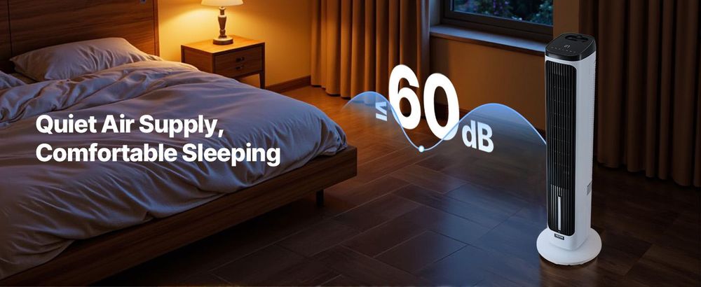 VEVOR Turmventilator, 7,1 m/s Geschwindigkeit, Leise, 70° oszillierender Ventilator, 24-Stunden-Timer, Geeignet für Schlafzimmer, Büro und Zuhause