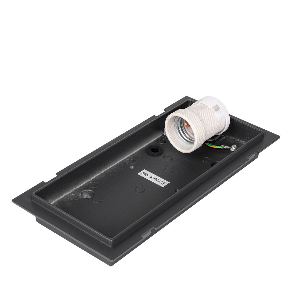 Lampenbasis, flexibles Lichtkonzept, schwarze rechteckige Form mit Gewinde E27..