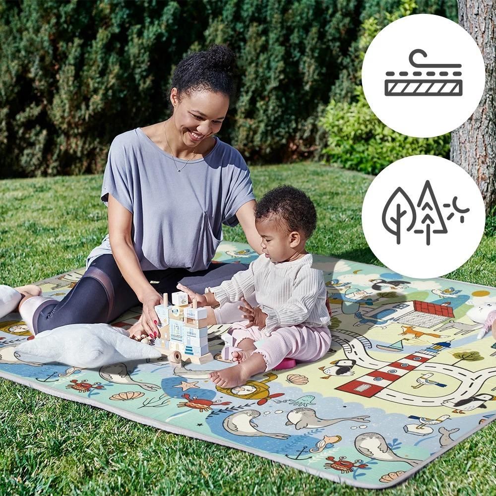 Kinderkraft MATTY 2 - Doppelseitige Schaumstoffmatte - rutschfest - zusammenklappbar