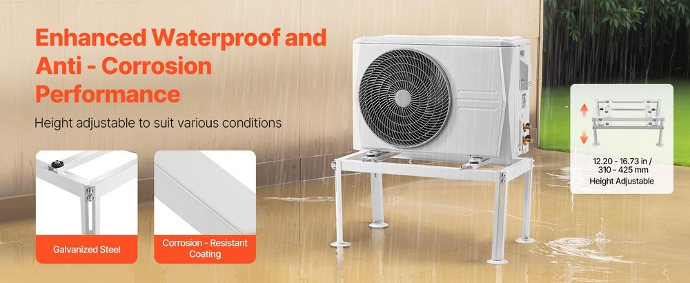 VEVOR Klimaanlage Bodenständer, vibrationshemmender Mini-Split-Ständer für kanallose Klimaanlagen-Wärmepumpen mit 9000–24000 BTU, AC-Basishalterung für Bodenmontage mit max. 200 kg Tragkraft