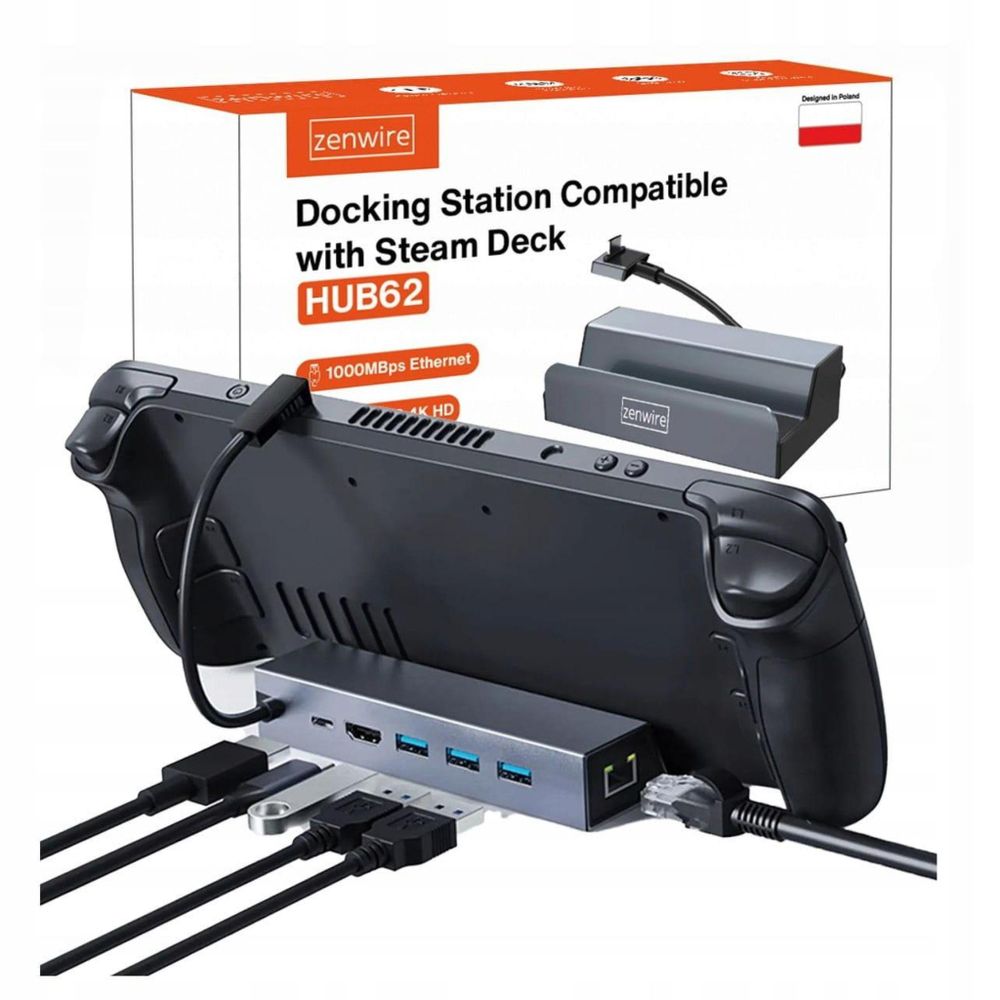 Stacja dokująca - Steam Deck Dock Rog Ally Dex - 6W1 - USB-C-Hub HDMI - 4k Ethernet