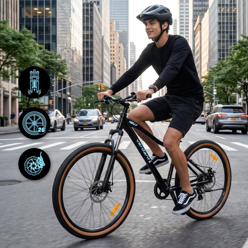 Ciclista conduciendo la bicicleta SUN BABY por la ciudad