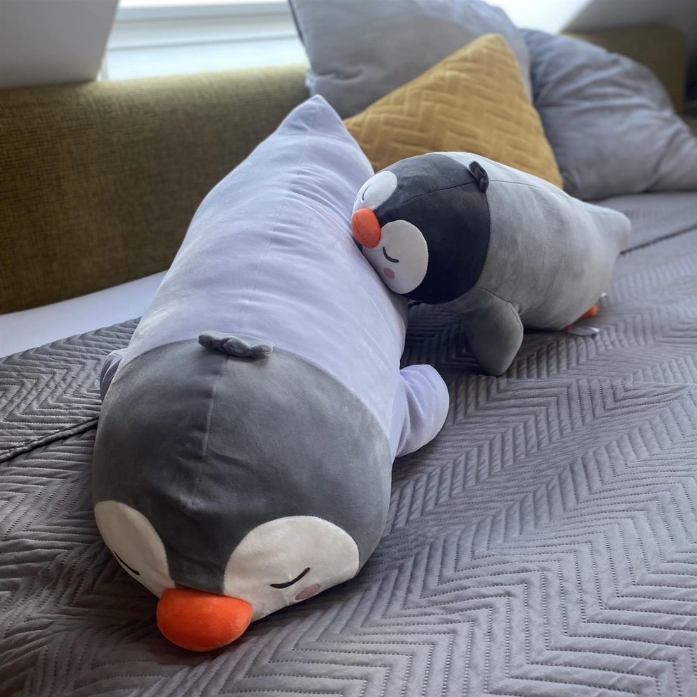 UNUS Seitenschläferkissen Stillkissen Pinguin klein 50 cm in grau