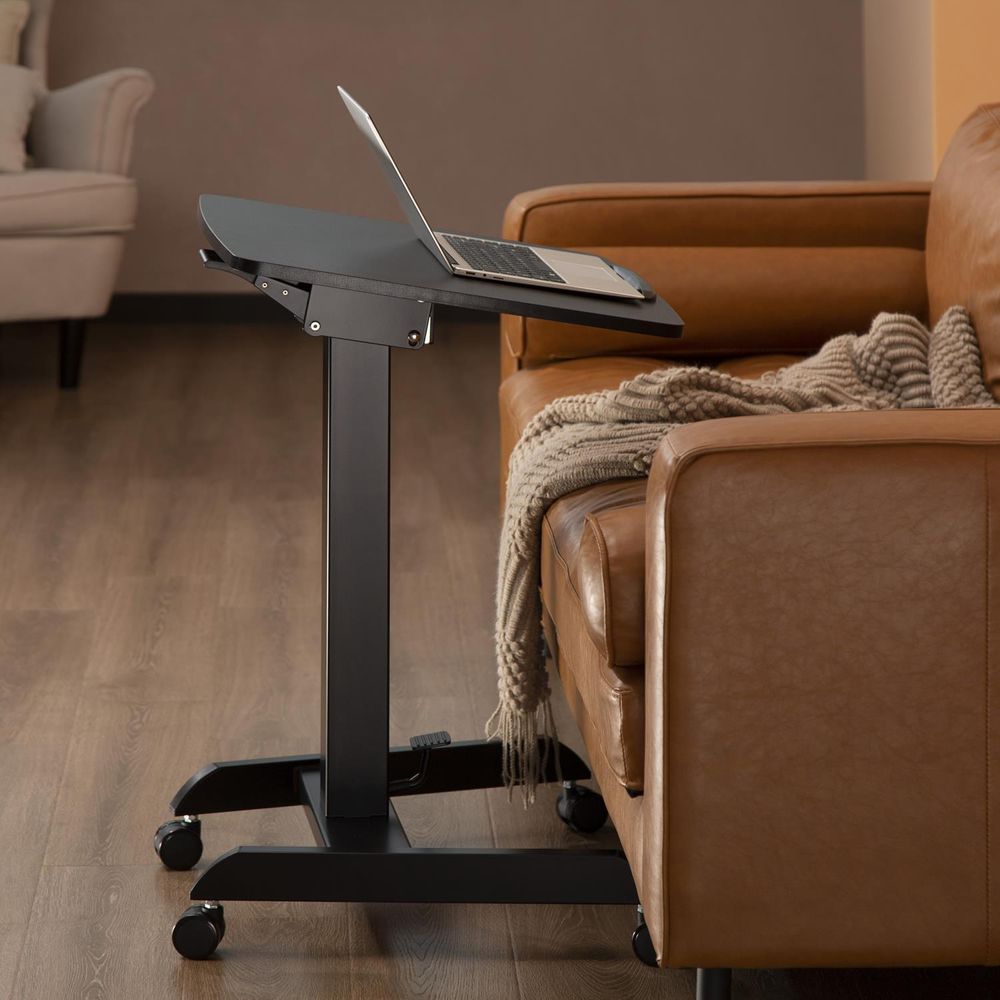Höhenverstellbarer Laptoptisch mit Rollen Sitz-steh-Schreibtisch - Höhenverstellbar bis 113 cm / Neigbar bis 30 Grad - Schwarz