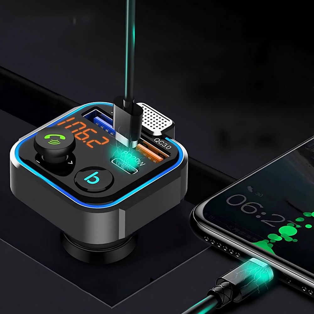 FM Transmitter Auto Bluetooth 5.0 Kfz Radio Adapter mit Freisprecheinrichtung und Dual USB Typ-C QC 3.0 USB Drahtloser Empfänger Adapter 20W Retoo