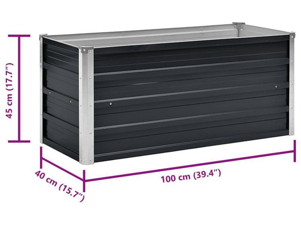 vidaXL Garten-Hochbeet Anthrazit 100 x 40 x 45 cm Verzinkter Stahl