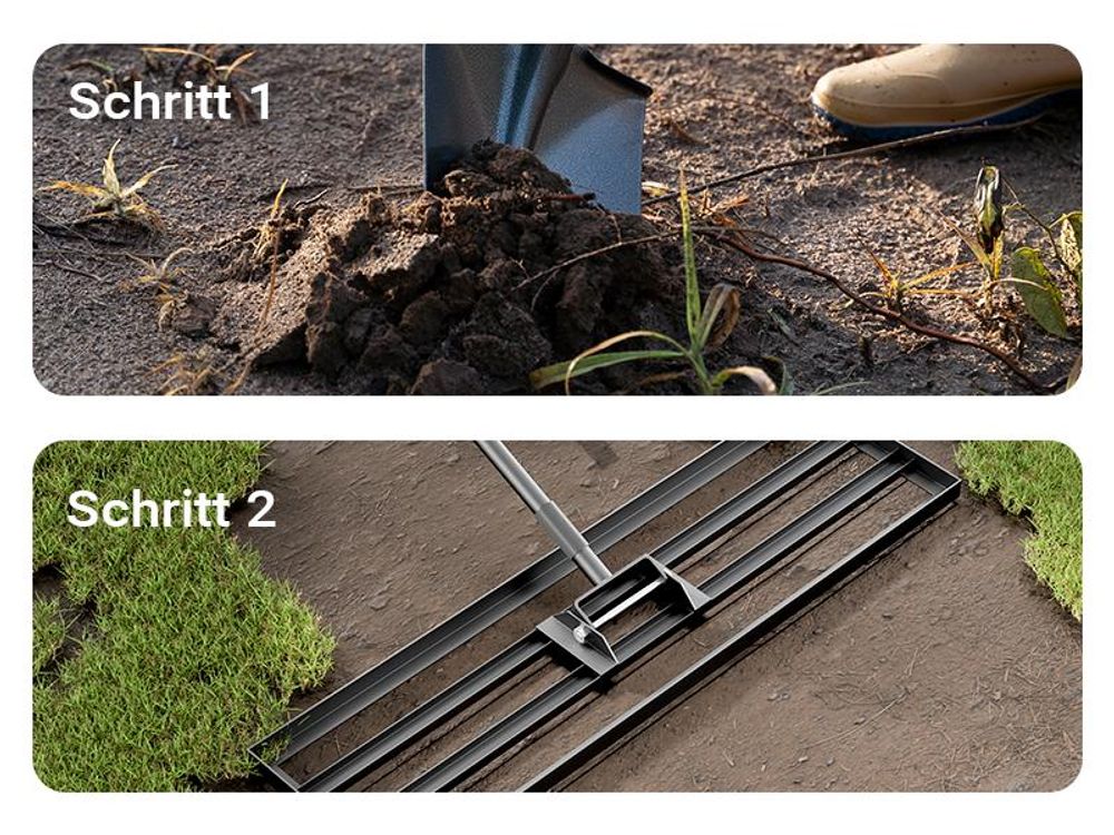 Wiltec Aluminium Rasenrakel 91,4 x 25,4 cm mit 2 m Stiel, Rasen Rakel Unebenheiten im Rasen ausgleichen, Leveler Gartengerät zum Rasen sanden