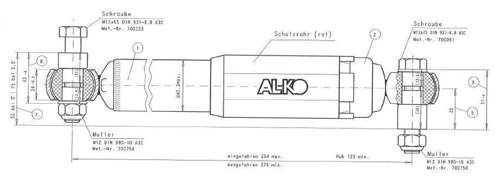AL-KO Achsstoßdämpfer Octagon PLUS rot, 2er Set für PKW-Anhänger bis 1800 kg