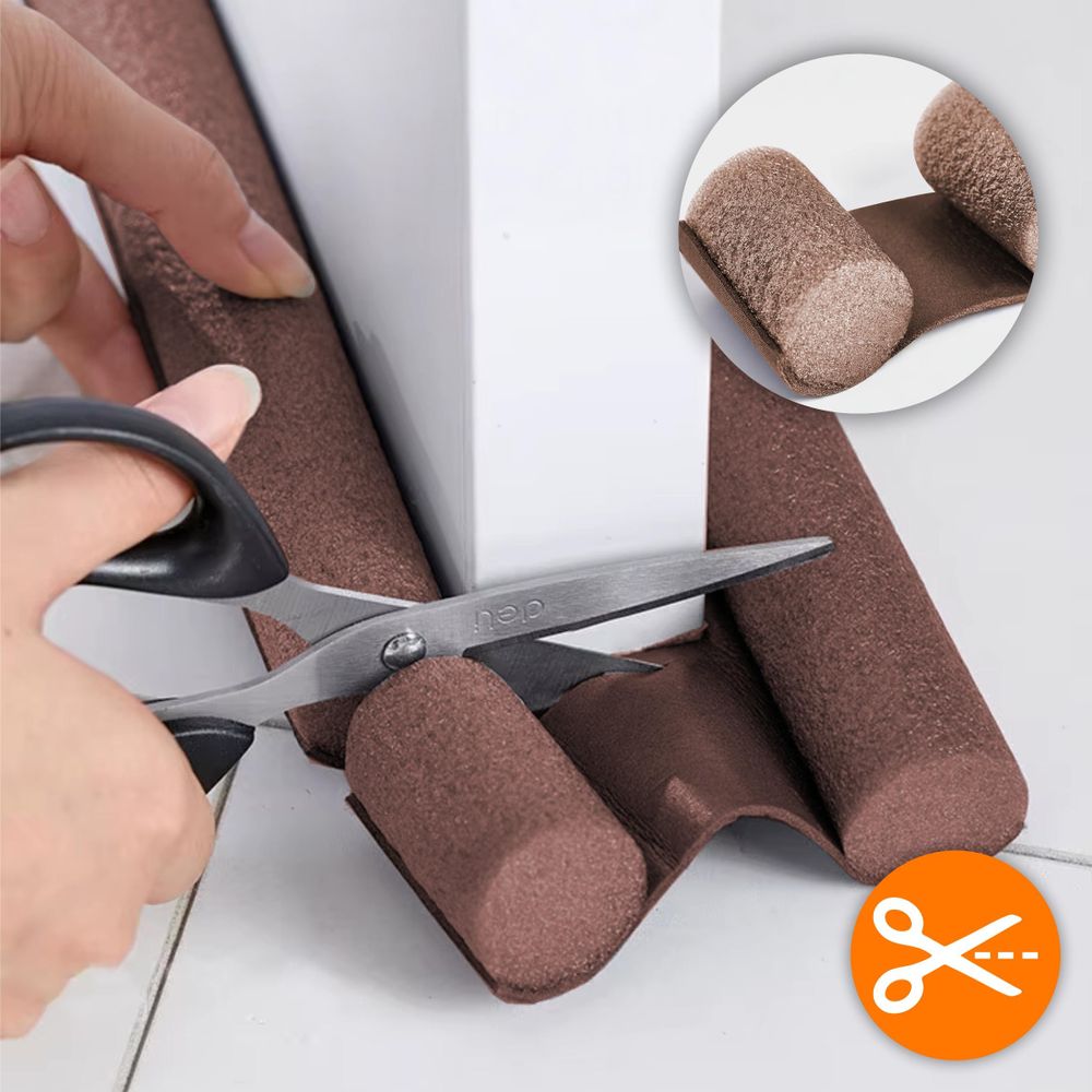 Türdichtung 90cm Braun, Zugluftstopper für Tür & Fenster, Schallschutz & Insektenschutz, Schaumstoff Dichtung zuschneidbar, EVI HOME Dual Brown