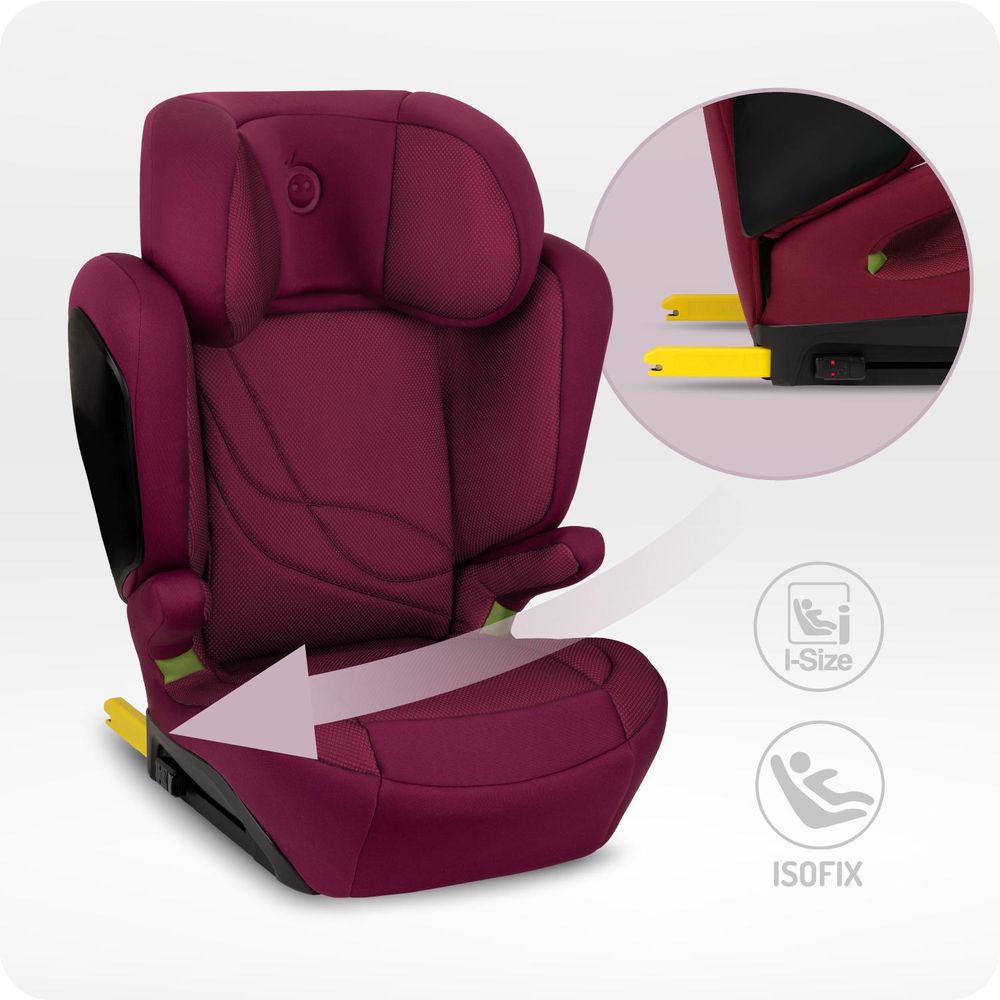 MoMi MEI – i-Size Kindersitz Gruppe 2/3 (100–150 cm, bis 36 kg) mit ISOFIX & 9-fach verstellbarer Rückenlehne – Rot