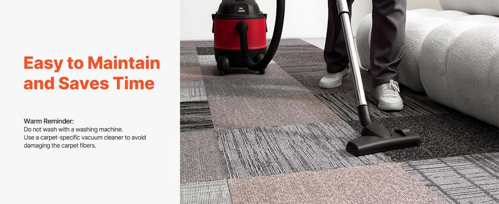 VEVOR Teppichfliesen wiederverwendbar, 24" x 24" Teppichquadrate mit integrierter Polsterung, weiche gepolsterte Teppichfliesen, einfache DIY-Installation für Schlafzimmer und Wohnzimmer (24 Fliesen, gemischtes Braun), 610 x 610 mm-c, 24 Stück-Multicolor