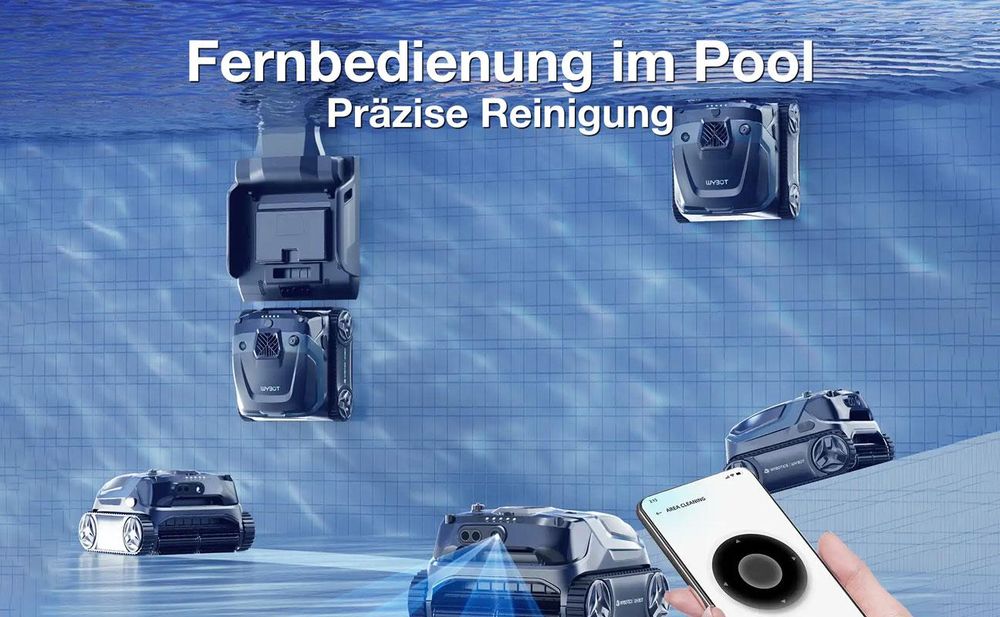 WYBOT S3 kabelloser Poolroboter mit automatischer Entleerung, 3D-Mapping & KI-Vision Black Neu