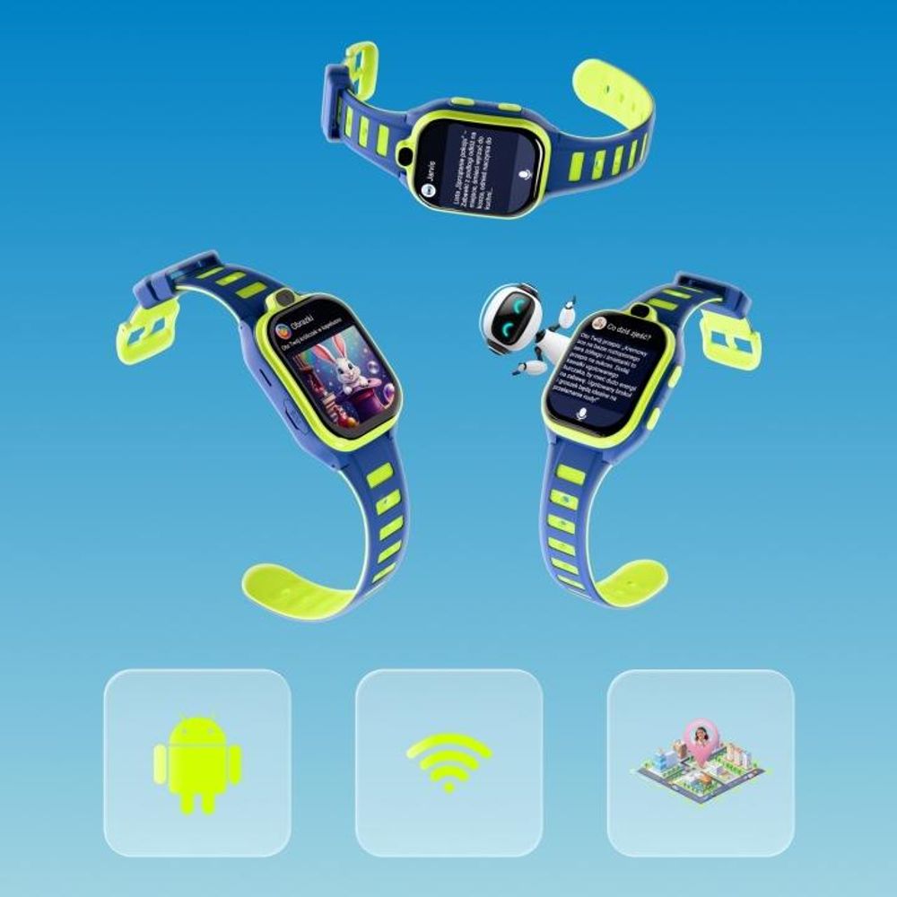 Smartwatch Forever GPS WiFi 4G Kids Boost KW-530 Niebieski AI SOS IPS 2.0" nanoSIM 2Mpx G-Sensor IP67 GeoFencing VideoCall 800 mAh